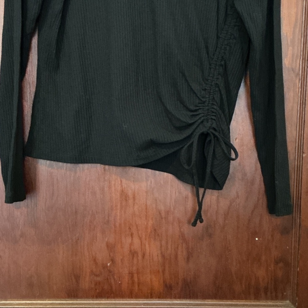 a new day Black Long Sleeve Ribbed Shirt with Side Tie - Picture 3 of 5